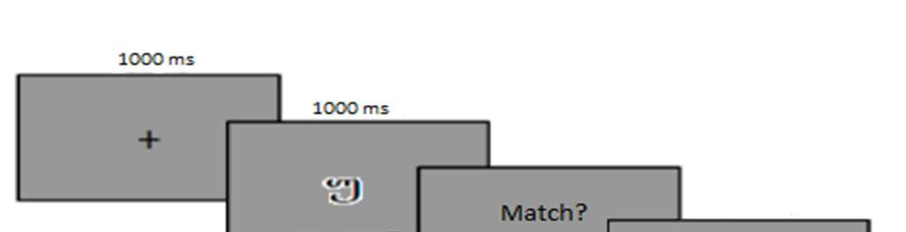 Kuva 6 Testausosion audiovisuaalisen tiralin tapahtumat. Triali alkoi fiksaatiopisteellä (1000ms), jota seurasi audiovisuaalinen ärsyke.