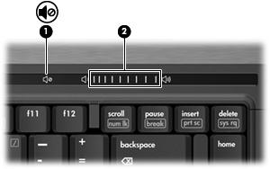 Äänenvoimakkuuden säätäminen Äänenvoimakkuuden säätämiseen voit käyttää seuraavia säätimiä: Tietokoneen äänenvoimakkuuspainikkeet (vain tietyt mallit): Jos haluat mykistää tai palauttaa äänet, paina