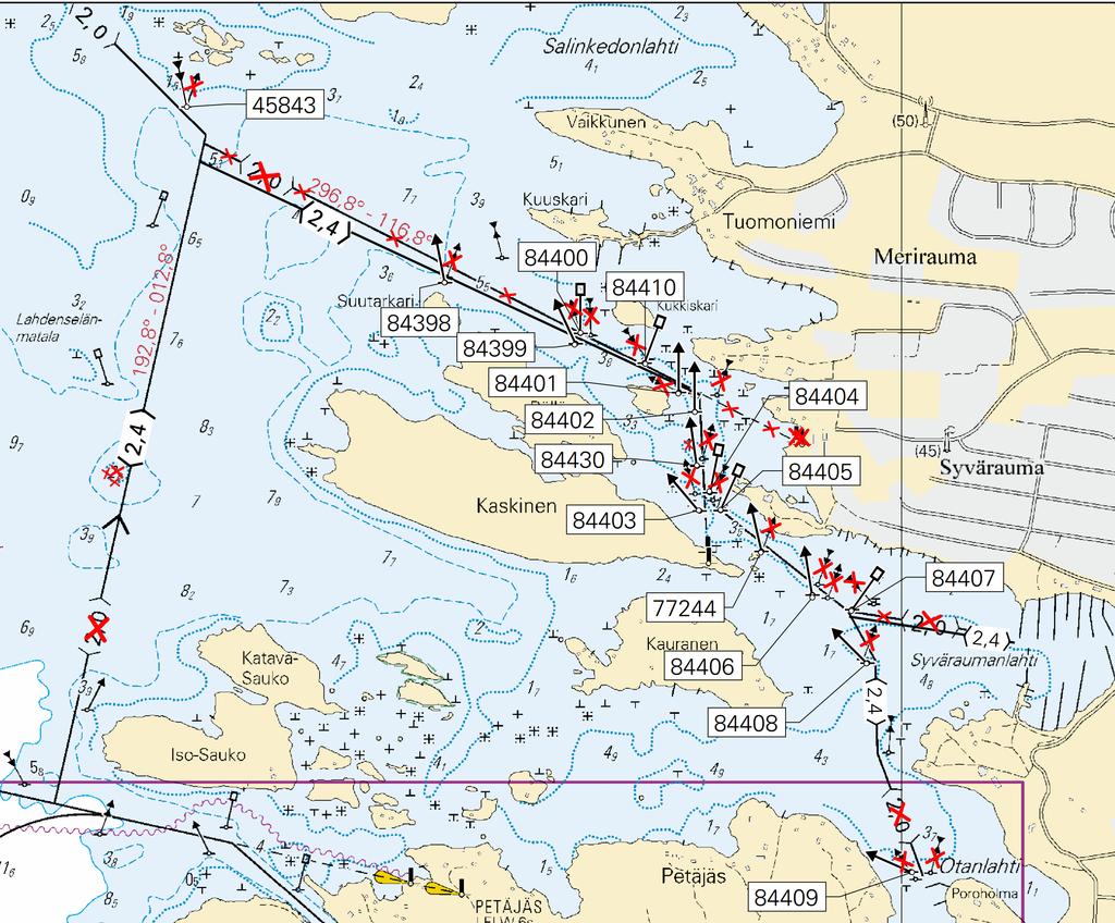 43 41, 127, E804, E804.1 44 41, 127, E804, E804.1 45 Korjaa 3 m syvyyskäyrä Korrigera 3 m djupkurva Correct 3 m depth contour 3 m syvyyskäyrä 3 m djupkurva 3 m depth contour 61 08.77'N 21 27.