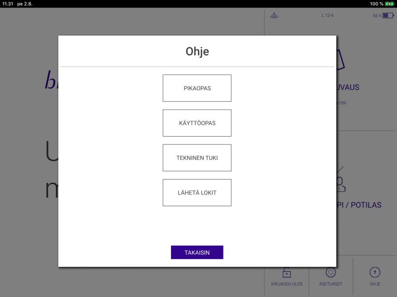5.5. OHJE-kuvake OHJE-kuvakkeen valinta tuo näyttöön valikon, jonka kautta pääset katsomaan Biim-järjestelmän pikaopasta, tätä käyttöopasta tai ottamaan yhteyttä Biim -tekniseen tukeen sähköpostitse.