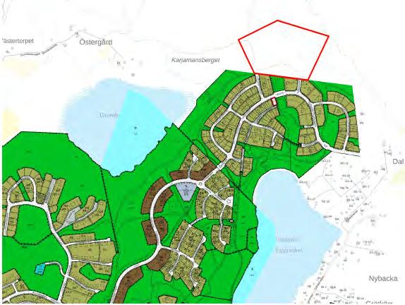 Kuva 22. Ote asemakaavayhdistelmästä. Suunnittelualueen rajaus on esitetty kartalla punaisella viivalla.