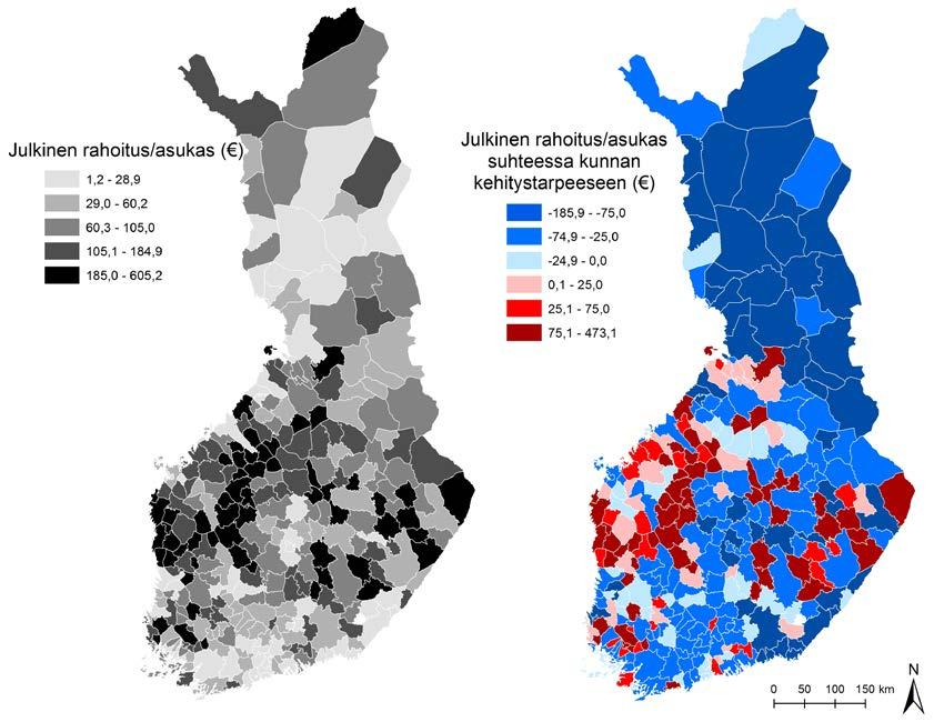 Yritysrahoituksen kohdentuminen Kunnissa yritysrahoitus suhteutettuna kunnan asukaslukuun korreloi tilastollisesti merkitsevästi kunnan paikallisen kehitystarpeen eli paikkaperustaisen