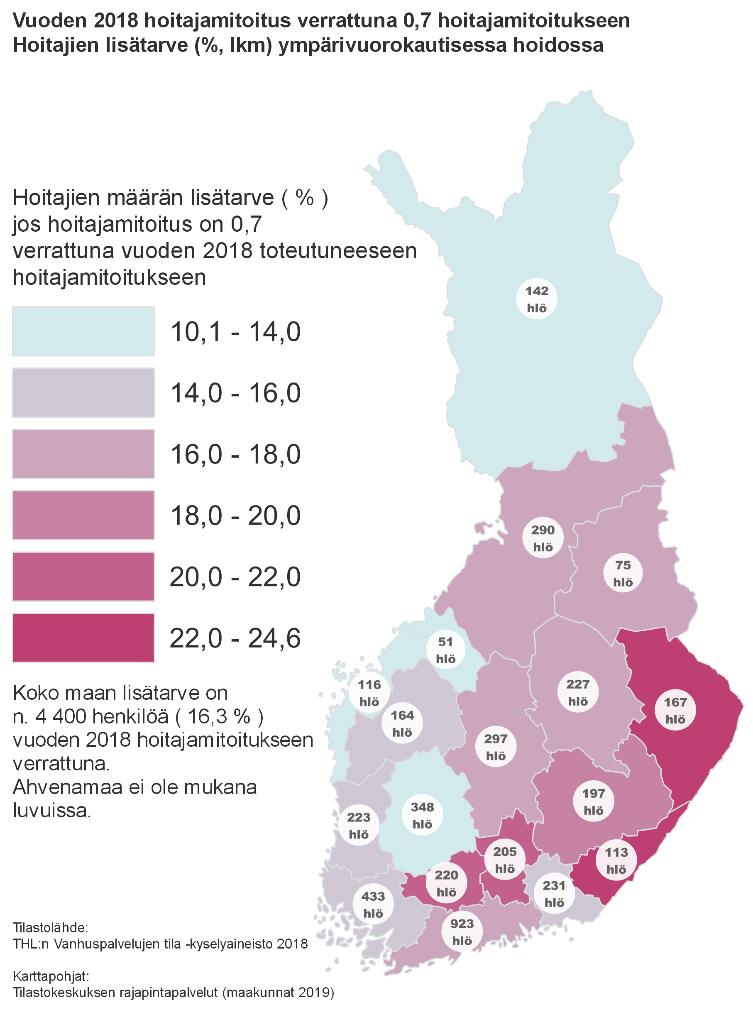 THLn aineistosta tutkittiin myös, miten suuri vaje on yksittäisissä kunnissa.