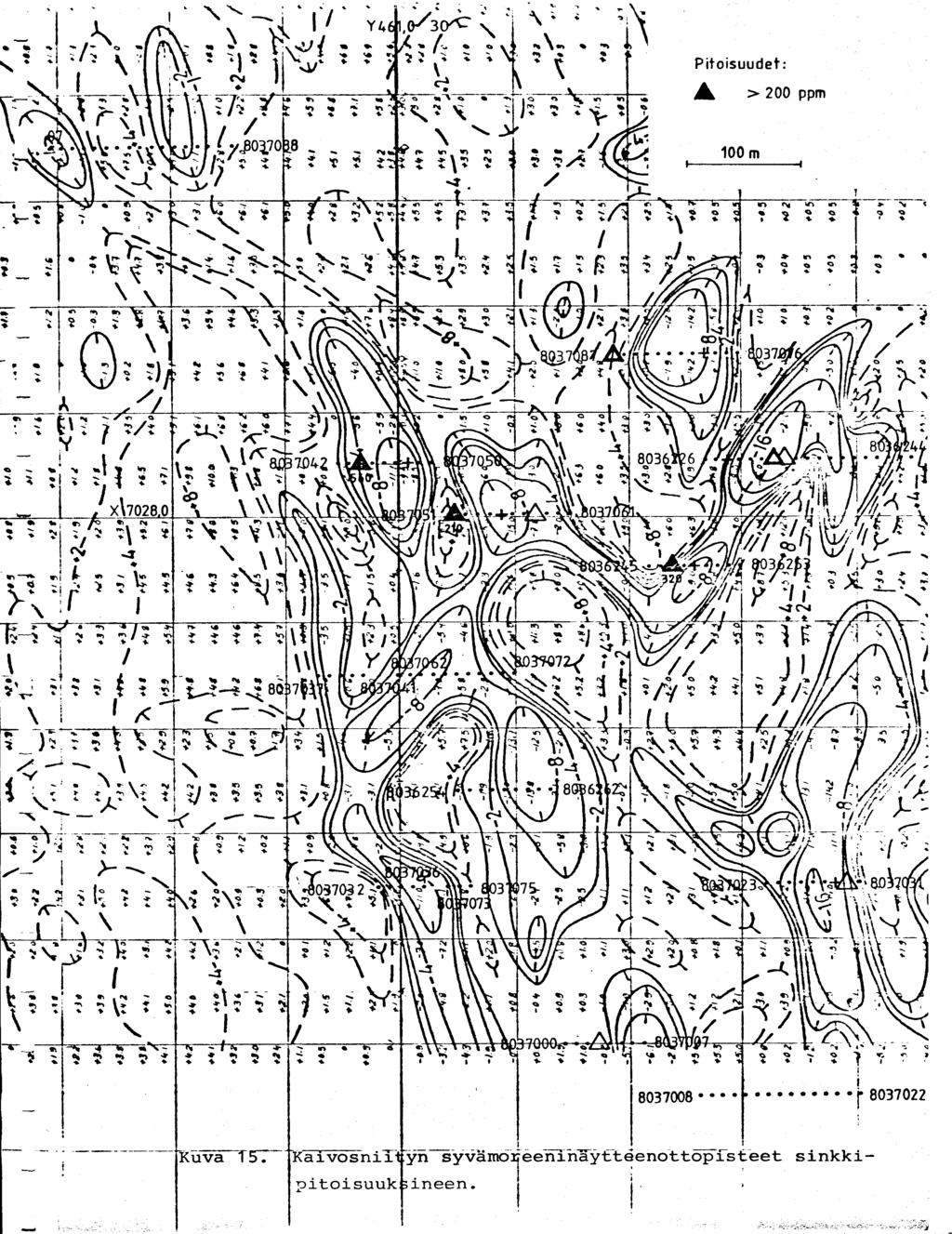 Pitoisuudet : A > 200 ppm i 100 m i I
