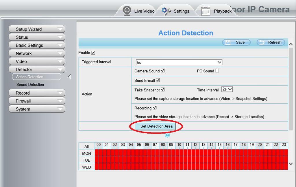 Internet Explorerissa ja siirry kohtaan: Detector - Action