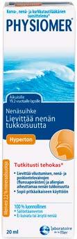 19,74 140,00 /l) PHYSIOMER MENTHOL 20 ml tai PHYSIOMER HYPERTONIC SPRAY 20 ml Luonnolliset vaihtoehdot helpottamaan nenän