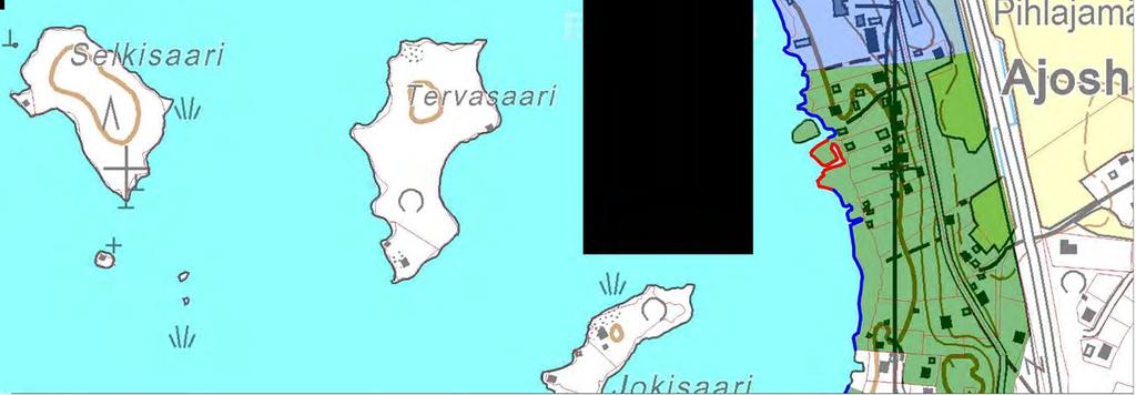 4,5 rakennuspaikkaa / muunnettu rantakilometri - 6 rakennuspaikkaa / muunnettu rantakilometri - 7 rakennuspaikkaa / muunnettu rantakilometri Rantaviivan