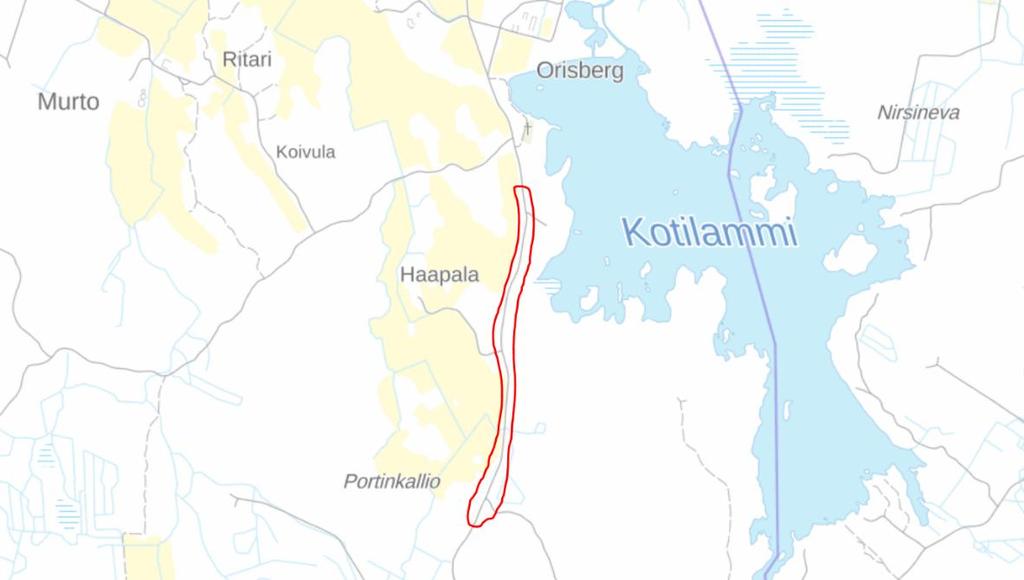 Kuva 18. Orisbergin talkooalue punaisella merkittynä. Kurikka 17.7. Kurikassa talkoot järjestettiin lähellä urheilukenttää Kyrönjoen varressa (Kuva 19).