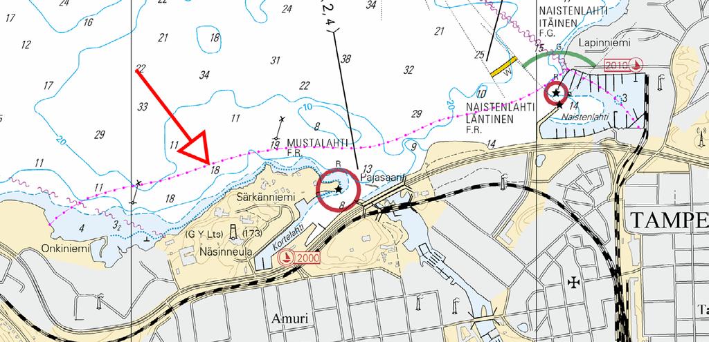 Tm/UfS/NtM 33. 30.11.2016 *341. N/501/501.1 Suomi. Kokemäenjoen vesistö. Näsijärvi. Tampere. Putkijohto. Karttamerkintä. Finland. Kumo älvs vattendrag. Näsijärvi. Tammerfors. Rörledning.