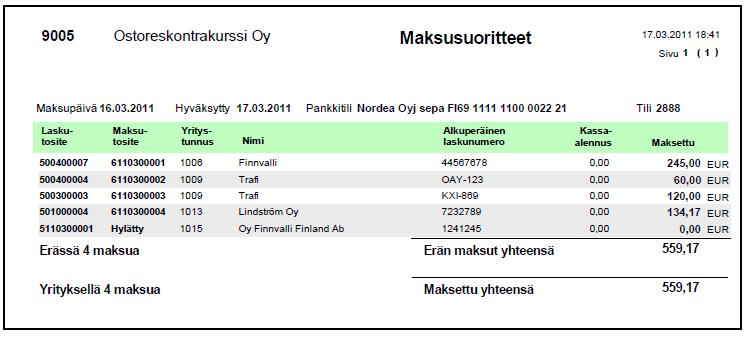 valikosta on mahdollista tulostaa