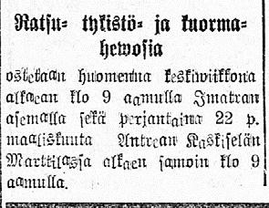 Antrea 100 vuotta sitten Lehdistä poiminut Pentti Talja Vuonna 1918 käytiin Antreassa sotaa noin kuusi viikkoa. Rintama oli tärkeä kummallekin puolelle.