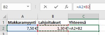 Kaavat Kaavat kirjitetaan kaavariville kun haluttu slu n valittuna valittu slu n se, jhn laskennan tuls halutaan sijittaa Kaavarivin ensimmäinen merkki = slun sisältö