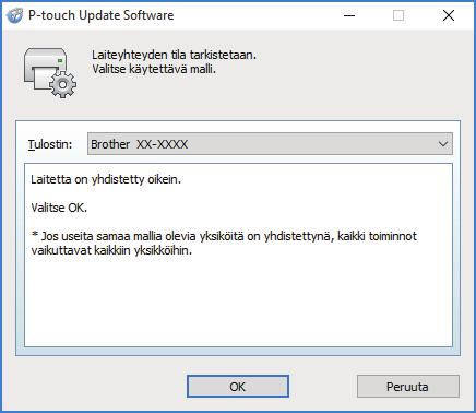 Käynnistä P-touch Update Software. Windows 10 / Windows Server 2016: Valitse Aloita > Brother P-touch > P-touch Update Software tai kaksoisnapsauta työpöydän P-touch Update Software -kuvaketta.
