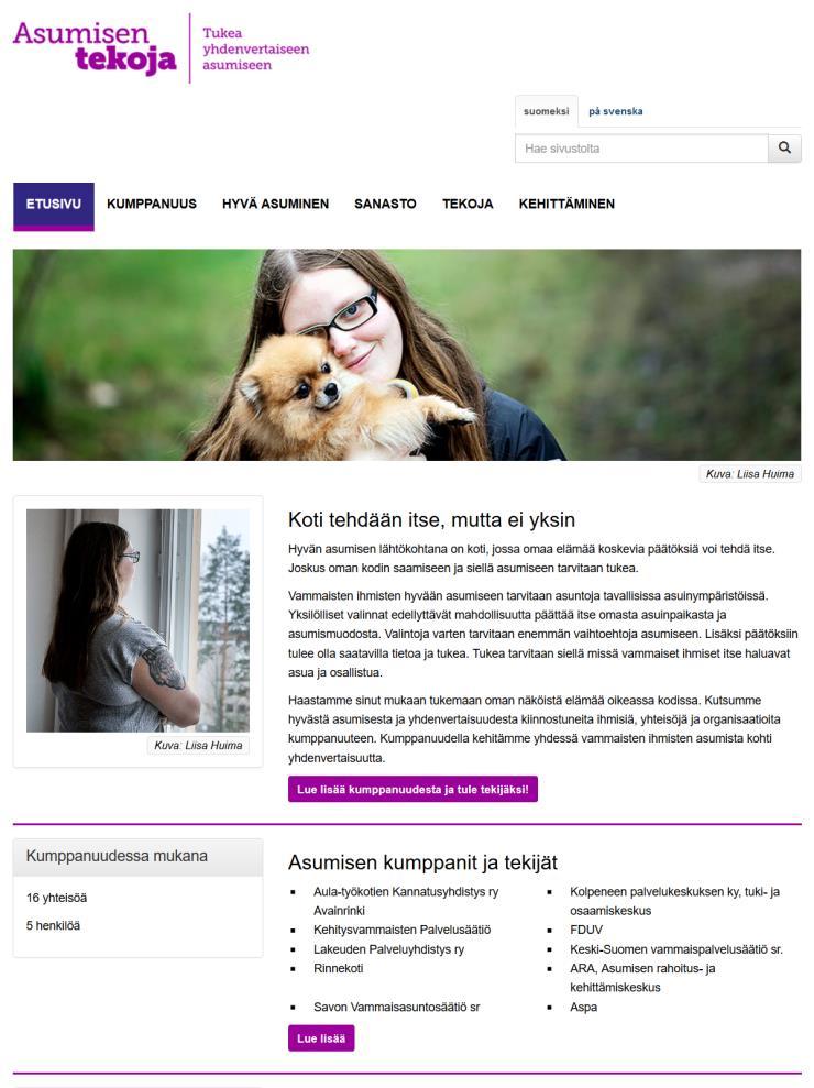 Asumisen tekoja https://verneri.net/asumisentekoja/ Taustalla Kehitysvammaisten asumisen ohjelman (KEHAS) tavoitteiden saavuttaminen.