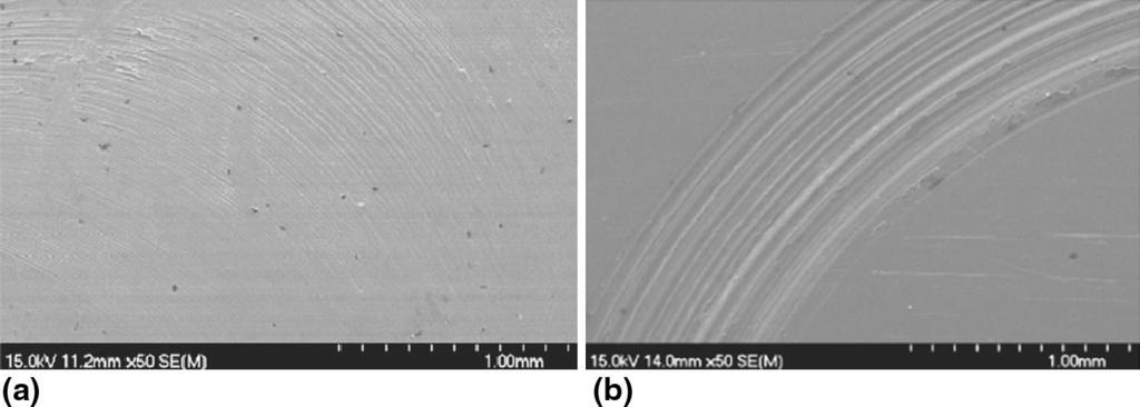 Fig. 17 Wear surface of Stellite 6 deposited via (a) SLD and (b) LC (Ref 38) Fig.