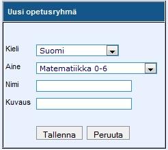 8 Opiskelijakohtaiset tehtäväryhmät Valitsemalla yläosan hallintapaneelista Koulu ja sen alivalikosta Oppilaskohtaiset tehtäväryhmät pääset lomakesarjaan, jonka avulla voit luoda opiskelijakohtaisia