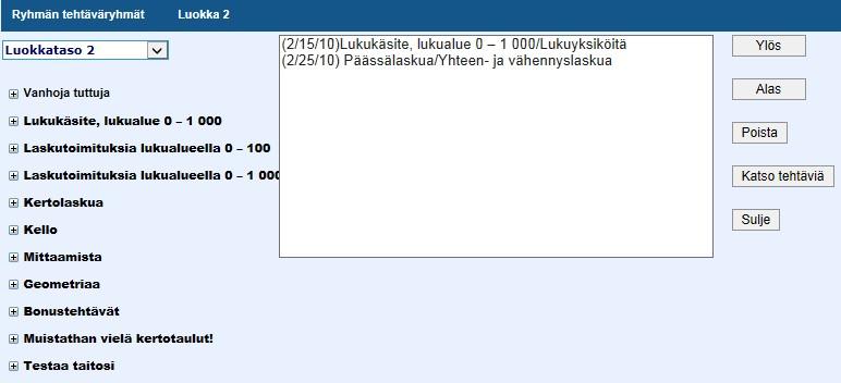 15 Ylläpitäjän opas 8.4 Tehtävien hallinnointi Näpäyttämällä ryhmälistan Tehtäväryhmät -valintaa pääset sivulle, jossa hallinnoidaan ryhmän tehtäviä.