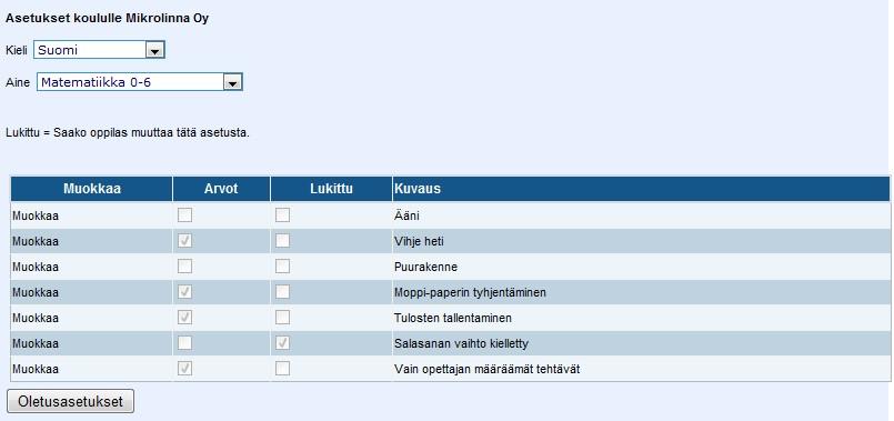 Ylläpitäjän opas 16 8.7 Opetusryhmän poistaminen Näpäyttämällä ryhmälistan Poista -valintaa poistat opetusryhmän ja kaikki siihen liittyvät merkinnät. 9 Asetukset HUOM!