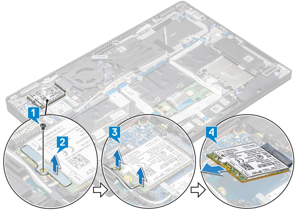 c) SIM-korttialusta d) microsd-kortti HUOMAUTUS Molempien korttien asentaminen (jos mukana): 5. Noudata Tietokoneen sisällä työskentelyn jälkeen -kohdan ohjeita.