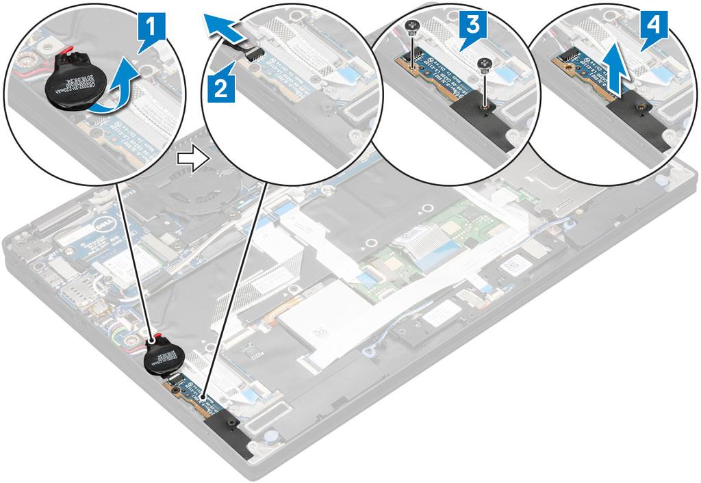 4. Asenna seuraavat: a) Akku b) Rungon suojus c) SIM-korttialusta d) microsd-kortti HUOMAUTUS Molempien korttien asentaminen (jos mukana): 5.