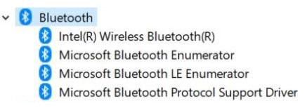 Taulukko 17. Bluetooth-ajurit Ennen asennusta Asennuksen jälkeen Suojausohjaimet Tässä osassa luetellaan laitehallinnassa näkyvät laitteet.