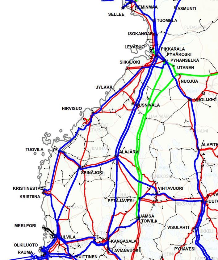 Hankkeen laajuus Metsälinja (Petäjävesi-Pyhänselkä 400 kv) voimajohdon kokonaispituus n.