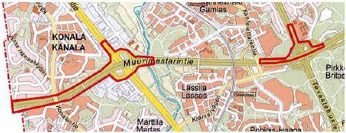 Helsingin kaupunki Pöytäkirja 2 (21) noudattaa Kehä I:n perusparannuksen urakkarajaa. Perusparannuksen yhteydessä rakennetaan mm. lisäkaistoja, ramppeja ja meluesteitä.