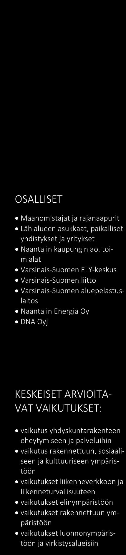 Tekniset palvelut maankäyttöosasto kaavoitus sivu 7/9 Taustaselvitykset Aluetta koskevia taustaselvityksiä ovat seuraavat: - Manner-Naantalin osayleiskaavaa varten laaditut perusselvitykset -