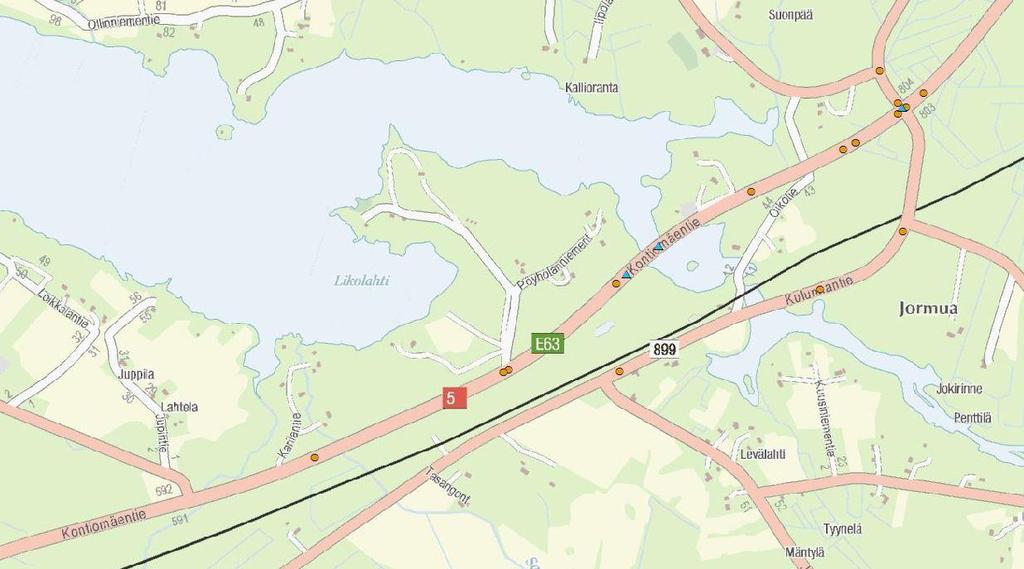 Valtatie 5 parantaminen välillä Häikiönmäentie Losotörmäntie, 4/14 Valtatien liikennemäärä on 5936 ajon/vrk (KVL 2014), josta raskaan liikenteen määrä 409 ajon/vrk (6,9 %).