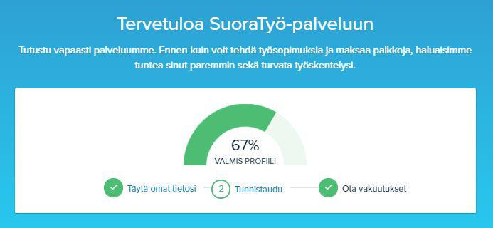 7. Kun olet kirjautunut palveluun, Valitse aina jatkossa rooliksi Kotitalous. Huom. Ensimmäisellä kerralla kirjautuessasi palveluun sinun tulee vielä tunnistautua käyttäjäksi verkkopankkitunnuksilla.