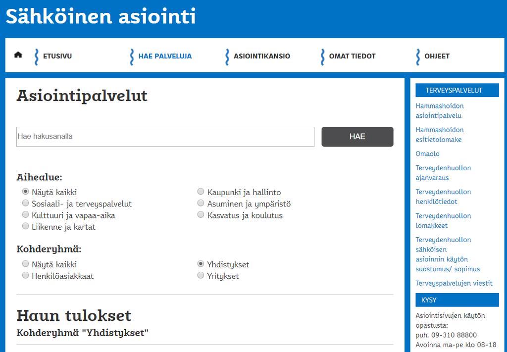 Klikkaa avautuvasta ikkunasta Kohderyhmän kohtaa Yhdistykset.