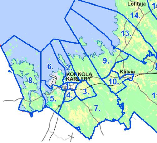 Kuva 3. Ote kaupungin osa-aluejakokartasta.