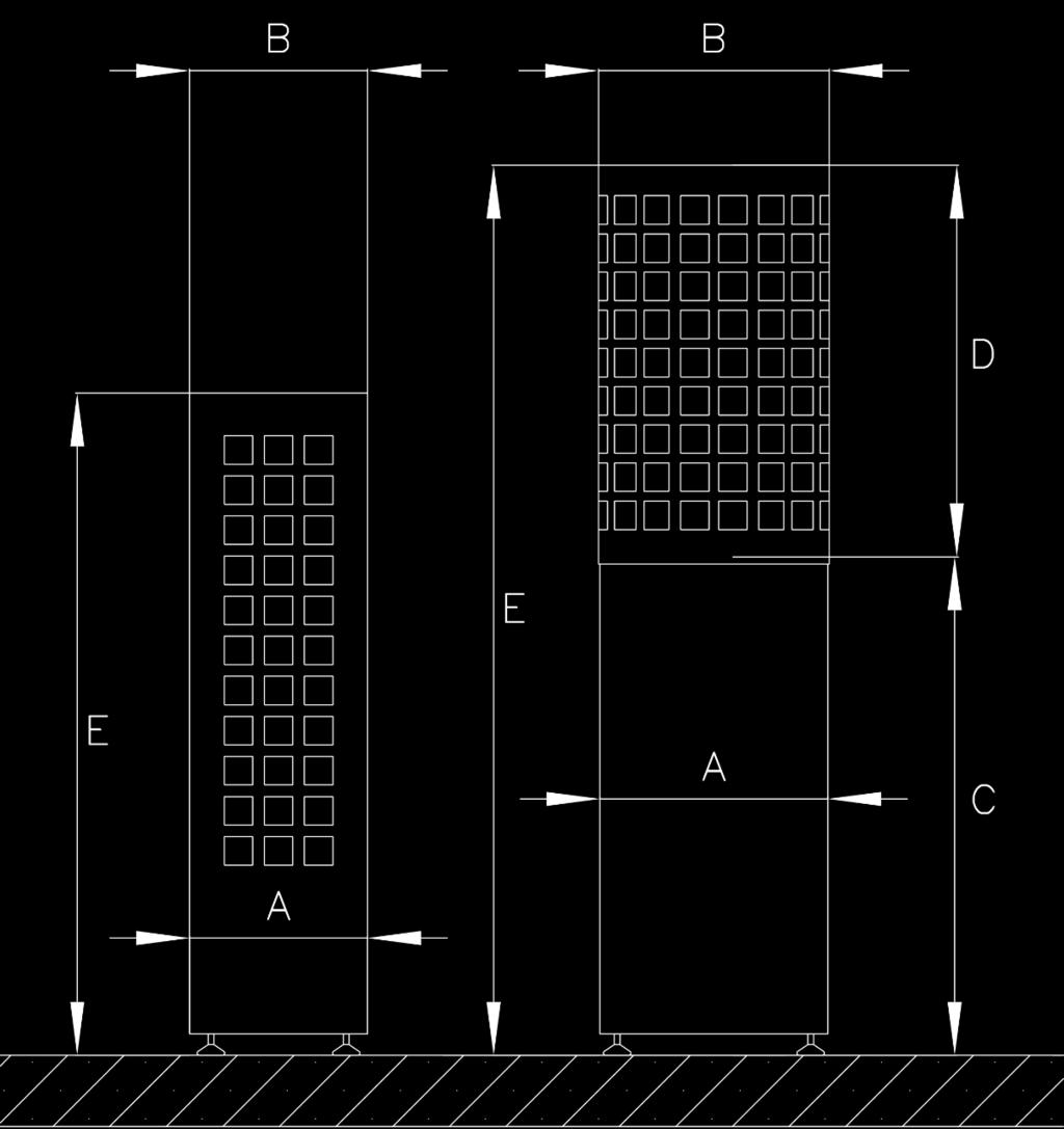 22 5.2 -KIUKAIDEN FYYSISET MITAT JA TEKNISET TIEDOT Ruutu L 6,0kW Ruutu L 6,6 Ruutu L 9,0 Ruutu L 10,5 Teho 6,0 KW 6,6 KW 9,0 KW 10,5 KW Alaosan halkaisija A 320 mm 320 mm 320 mm 320 mm Yläosan