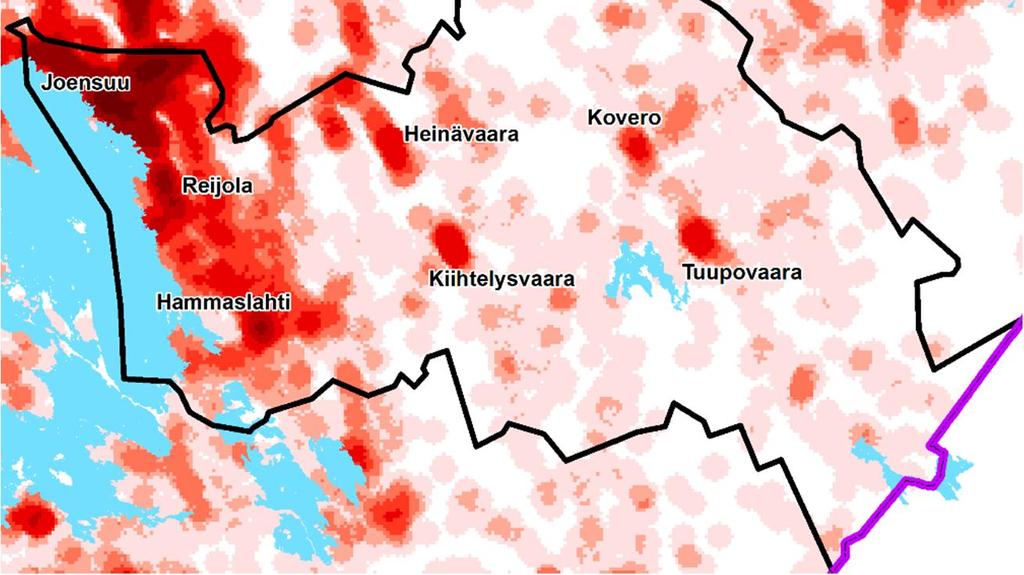 Nykyinen Joensuun kaupunki sisältääkin maaseudun paikalliskeskuksia lukuun ottamatta kaikkia alueluokkia, jotka Suomen Ympäristökeskuksen tuorein hallinnollisista rajoista riippumaton