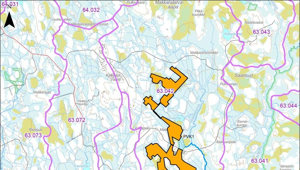 Pintavalutuskentän 2 pinta-ala on 15,4 ha eli 9,0 % valuma-alueestaan (177 ha). Pintavalutuskenttä 2 rakennetaan ojittamattomalle suoalueelle.