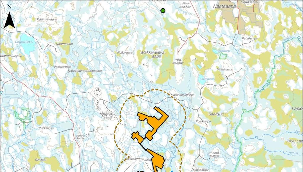 6.2 Nykytila 6.2.1 Alueen nykyinen käyttö Makkara-aapa sijaitsee Lapissa Ranuan kunnan alueella noin 20 km Ranuan kuntakeskuksesta lounaaseen.