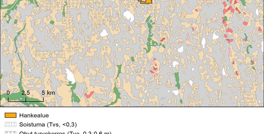 Vaaleanruskea väri kuvaa moreenia,
