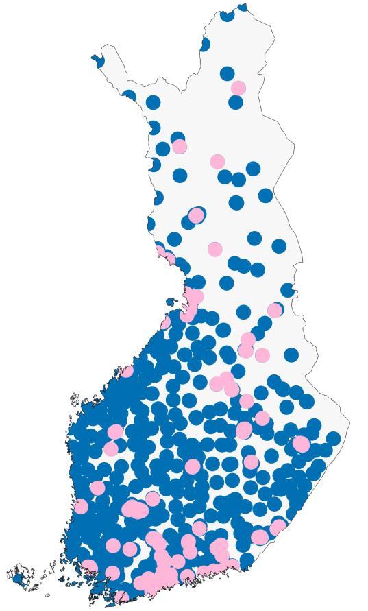 Matkahuollon palveluverkosto 8/2019 Yhdistää n. 1550 yksityistä pakettipalvelupistettä valtakunnalliseksi palveluketjuksi 20 Matkahuolto-toimipaikkaa 360 Matkahuolto-asiamiestoimipaikkaa 900 mm.