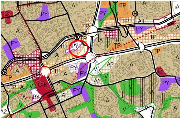 7 (22) 2.1.3 Yleiskaava Uudenmaan maankuntakaavassa suunnittelualue sijaitsee taajamatoimintojen alueella kahden moottoriväylän, Länsiväylän ja Kehä II:n, risteyksen tuntumassa.