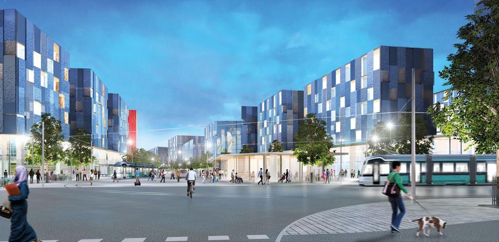 Hakunilan keskusta vuonna 2040 Uudet asunto- ja työpaikka-alueet suunnitellaan joukkoliikennejärjestelmään tukeutuen Raitiotien rakentaminen mahdollistaa tiiviimmän rakentamisen sen ympärille.