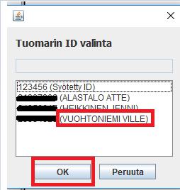 Jos tuomari ei muista IDtunnustaan, niin tuomari (tai Titu) voi syöttää tunnukseksi