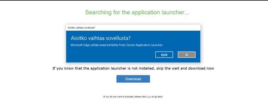 Elisa Oyj 3 (19) Windows-käyttöjärjestelmä saattaa kysyä lupaa Application Launcerin käynnistämiseen, vastataan