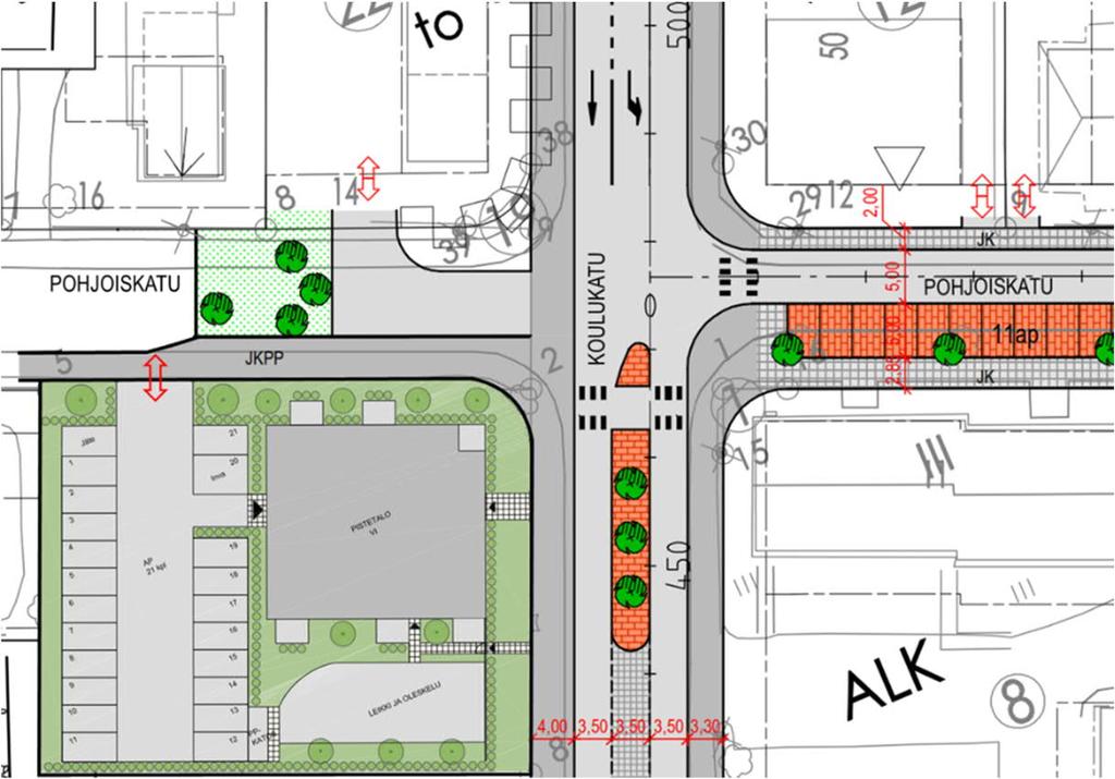 POHJOISKADUN JA KOULUKADUN AJOYHTEYS KATKAISTUU AUTOLIIKENTEESTÄ Liikenneratkaisu on Joensuun keskustan liikennesuunnitelman(2012)