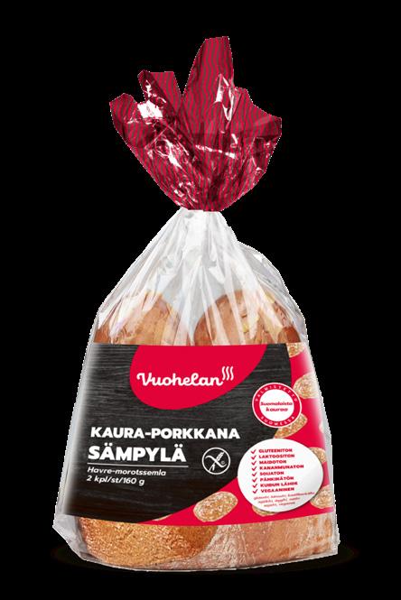 Vaaleat leivät Kaurasämpylä 180 g (2 x 90g) Kotisalon Kaurasämpylä on nyt Vuohelan Kaurasämpylä! Huom! 100% suomalaista kauraa viljaraaka-aineesta!