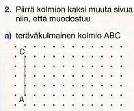 LY tason puoliavoin tehtävä (Sintonen ym. 2004, 87, tehtävä 2a). Ymmärtämisen ja soveltamisen tason tehtäviä on geometrialuvussa lähes 59 % kaikista tehtävistä.