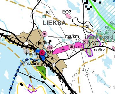Kaavaselostus 8 Ote Pohjois-Karjalan maakuntakaavayhdistelmästä (1.-4.) Yleiskaava Lieksan keskustaajaman alueelle on laadittu 1.
