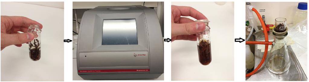 31 6.1 Hot water extraction with microwave reactor The effect of temperature on extraction yields of polyphenols and stilbenes was tested with a Monowave 300 single-mode microwave reactor (Anton Paar
