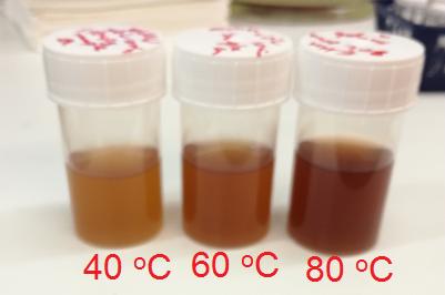 64 Figure A6: Averaged UV-vis spectra of three crucible filtered hot water extracts from microwave reactor at different temperatures and extraction times. Observed wavelength was 280 nm and 320 nm.