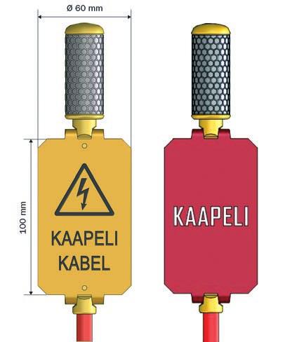 64 360 21 VK07-0017 Kaapeliojan merkintäkeppi levyankkurilla 2000 mm Keltainen 632 10/100 Mukana tulevat tarvikkeet: alumiininen merkkikilpi, jossa tekstinä KAAPEI