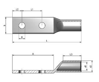 Kuparikaapelikengät ja liittimet Cu-kaapelikengät PK-sarja Pitkälapaiset kaapelikengät Sähkönumero Tuotekoodi Tuotenimike (mm 2 ) A D 3 d1 d2 b 52 004 36 VA01-0326 PKP106 10 16 6,5 34 9 5 8 13,5 8